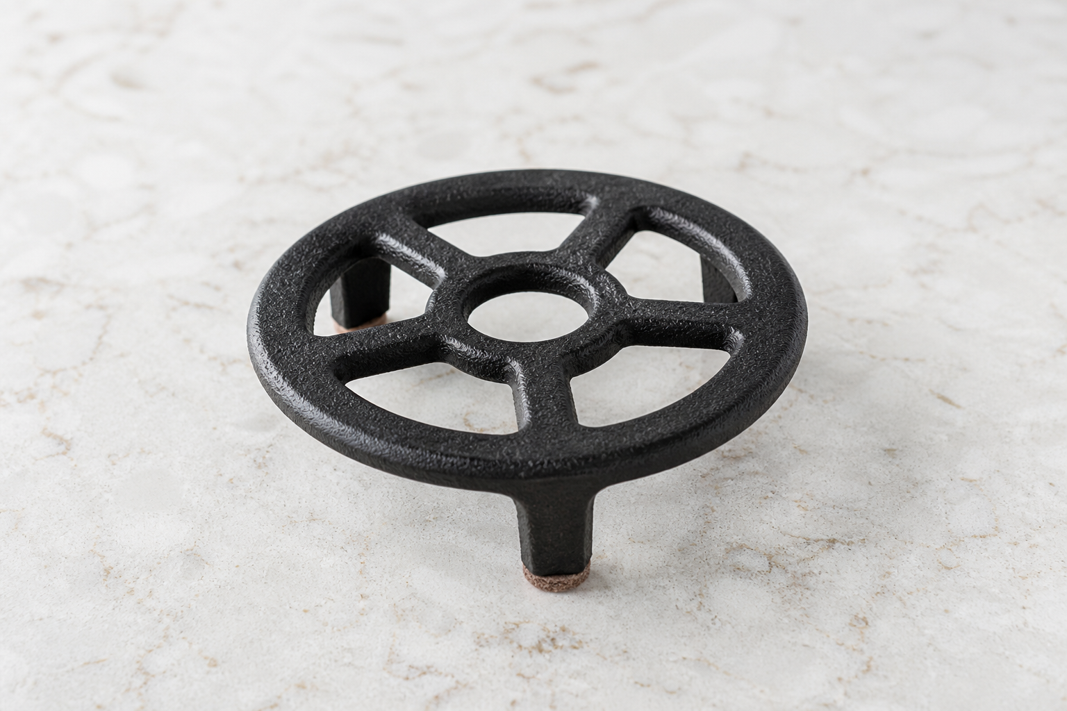 Oil-finished cast-iron pot stand for hot cookware